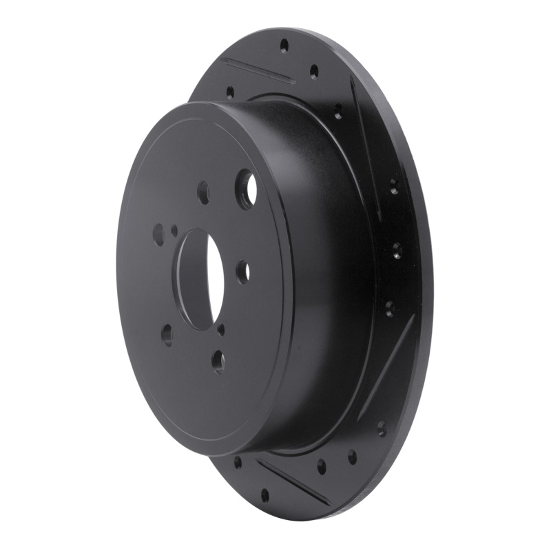 Subaru Outback Brake Rotor (1) - Rear Right - R1 Concepts - Drilled & Slotted - Black - `08-`15